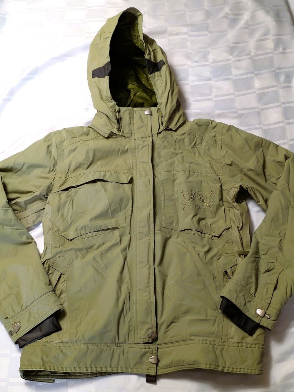 HELLY HANSEN WOMEN'S WINTER GREEN HOODED JACKET SIZE LARGE FASHION WEAR COAT